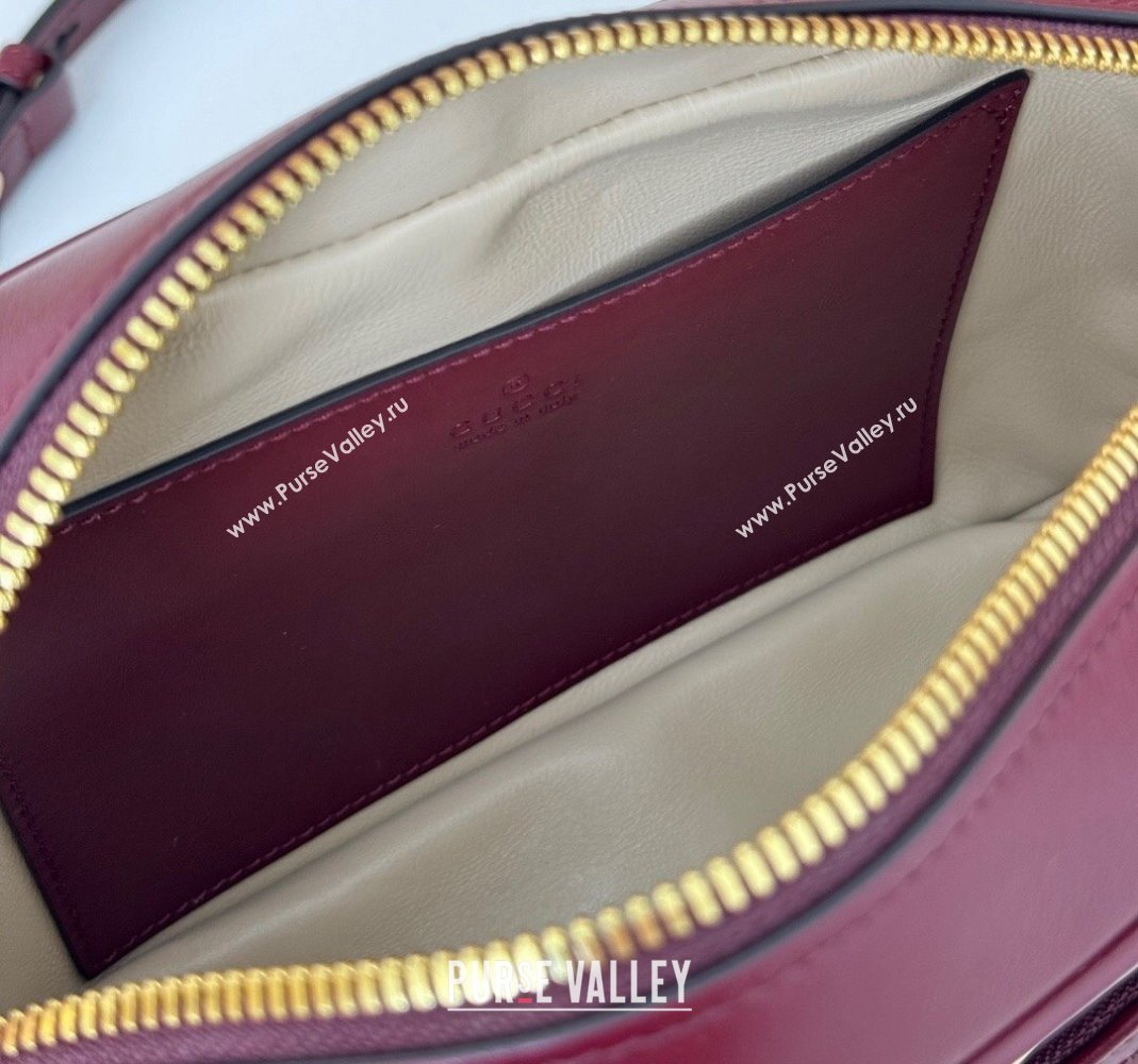 Gucci GG Marmont Leather Small Shoulder Bag with Zip Pocket 798715 Dark Burgundy 2024 (DLH-240806057)