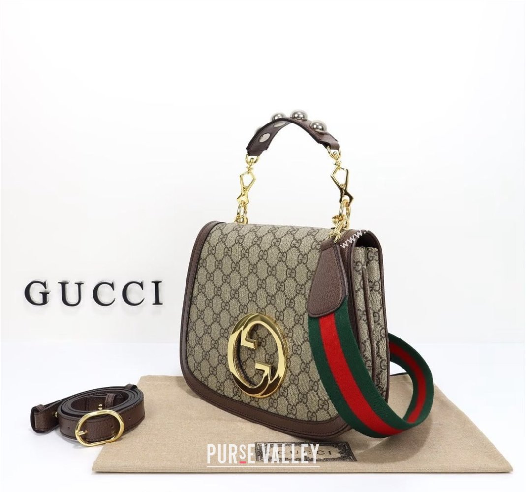 Gucci Blondie GG Canvas Medium Top Handle bag Beige/Brown 2024 721172 (DLH-240806062)