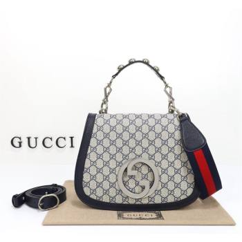 Gucci Blondie GG Canvas Medium Top Handle bag Grey/Blue 2024 721172 (DLH-240806063)