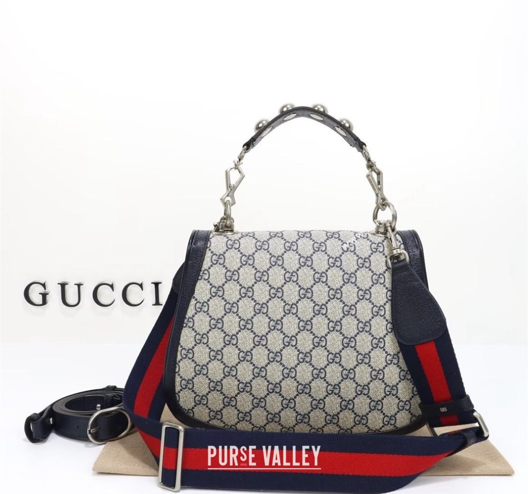 Gucci Blondie GG Canvas Medium Top Handle bag Grey/Blue 2024 721172 (DLH-240806063)