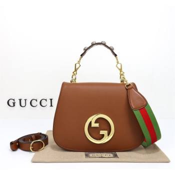 Gucci Blondie Leather Medium Top Handle bag Brown 2024 721172 (DLH-240806065)