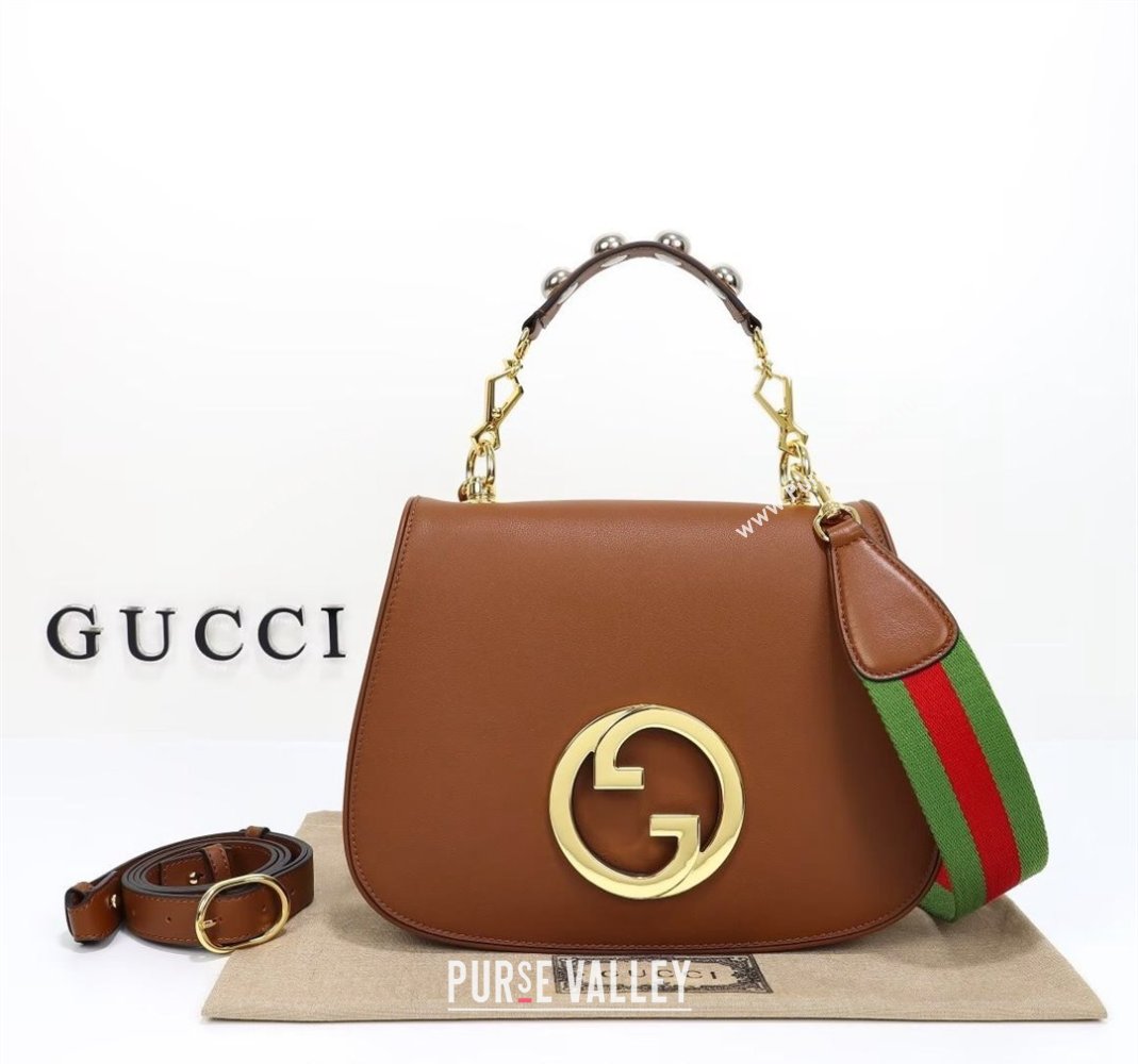 Gucci Blondie Leather Medium Top Handle bag Brown 2024 721172 (DLH-240806065)