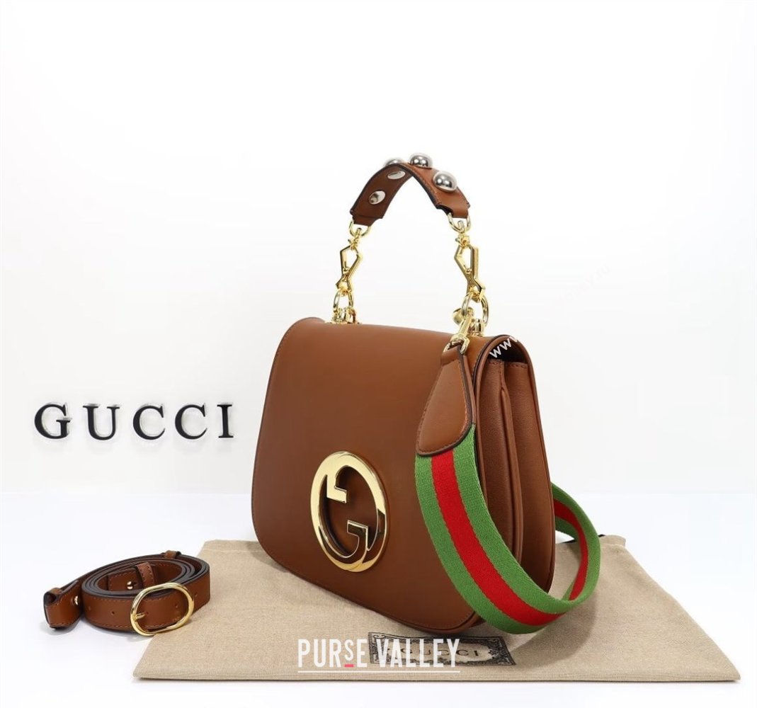 Gucci Blondie Leather Medium Top Handle bag Brown 2024 721172 (DLH-240806065)