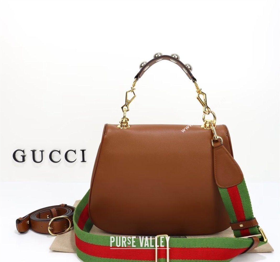 Gucci Blondie Leather Medium Top Handle bag Brown 2024 721172 (DLH-240806065)