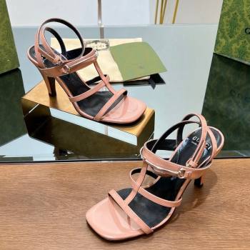 Gucci Leather Heel Sandals 9.5cm with Long Horsebit Pink 2024 0814 (SS-240814091)