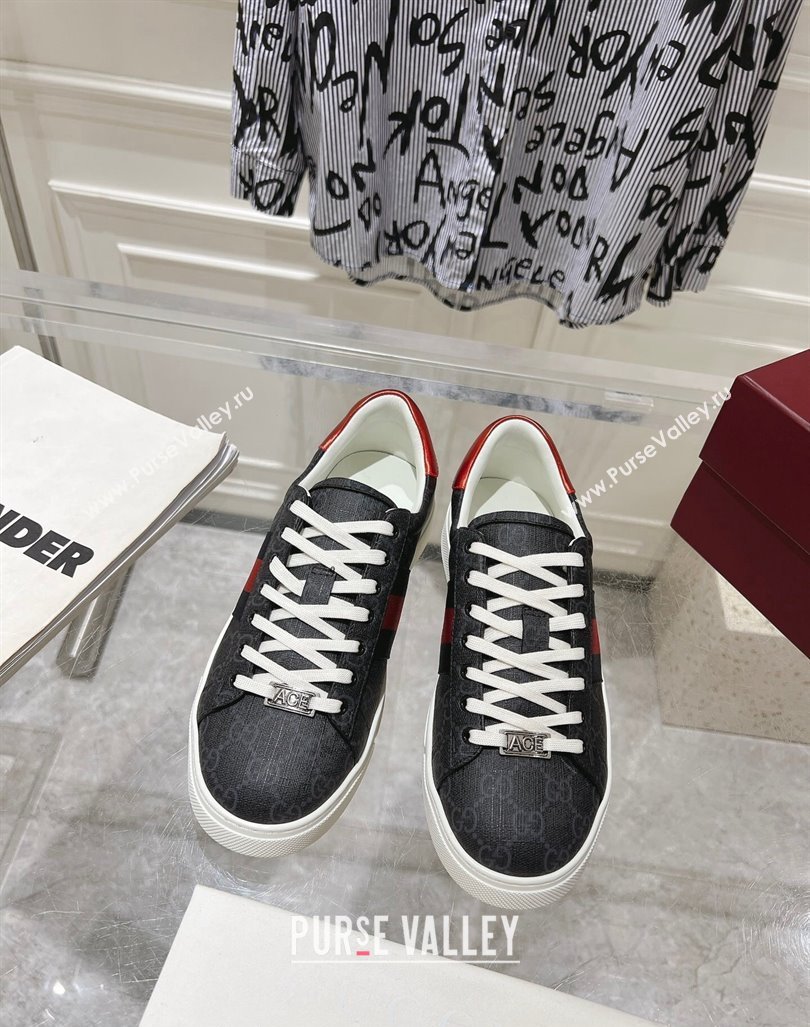 Gucci Ace Sneakers with Web in GG Canvas Black/White 2024 0814 (SS-240814099)