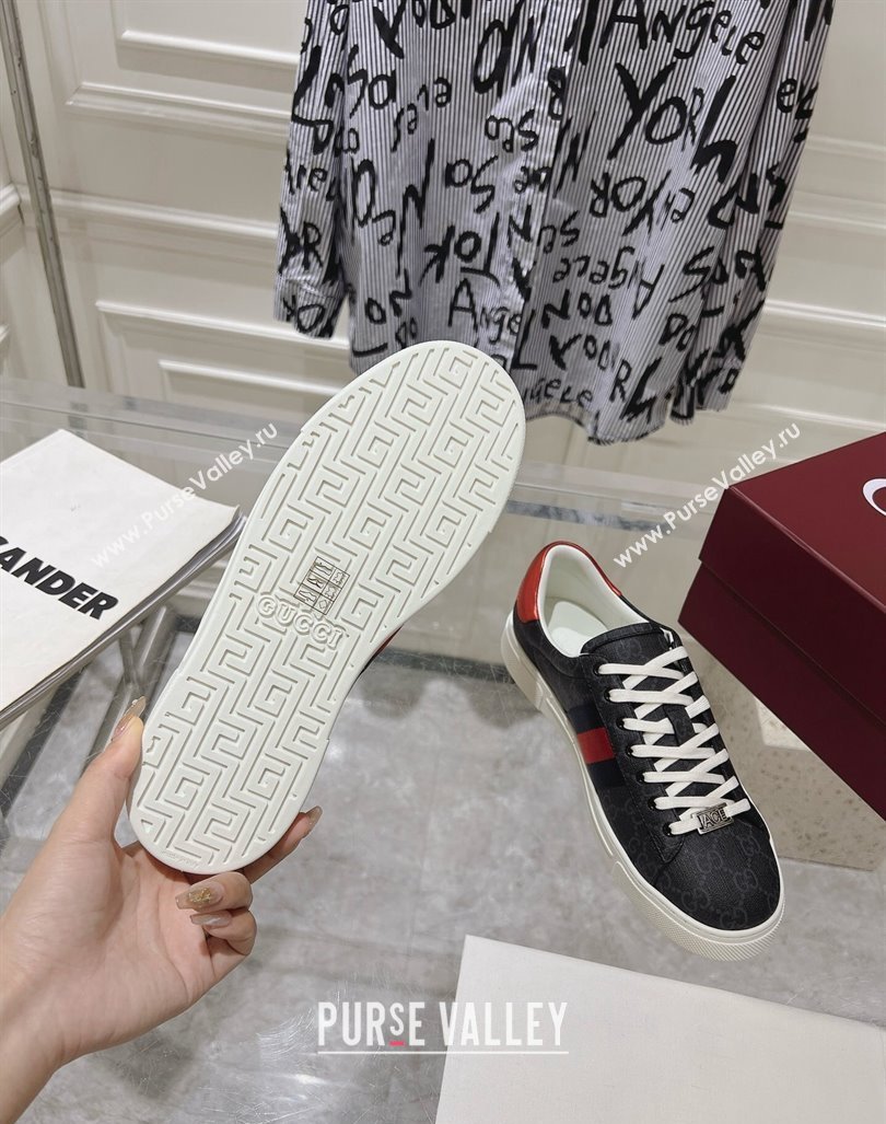 Gucci Ace Sneakers with Web in GG Canvas Black/White 2024 0814 (SS-240814099)