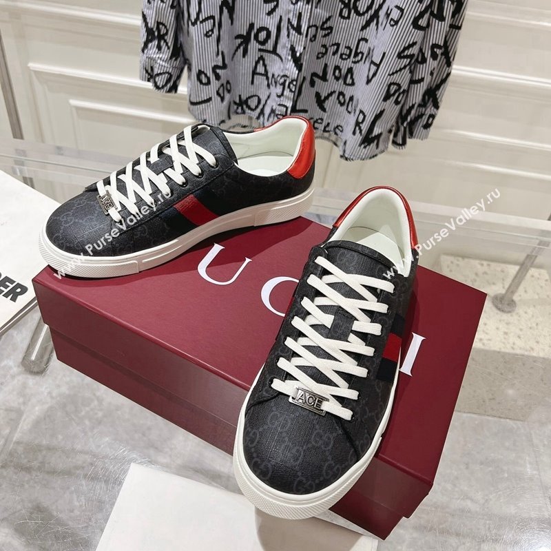 Gucci Ace Sneakers with Web in GG Canvas Black/White 2024 0814 (SS-240814099)