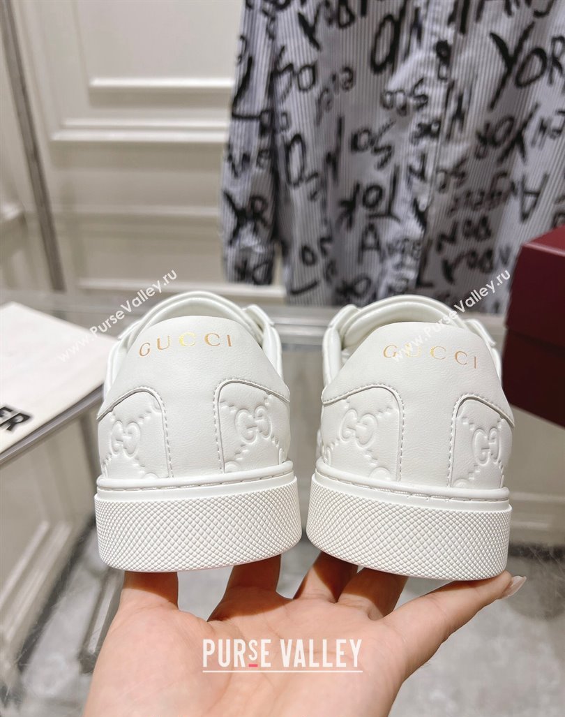 Gucci Ace Sneakers with Web in GG Leather White 2024 0814 (SS-240814101)