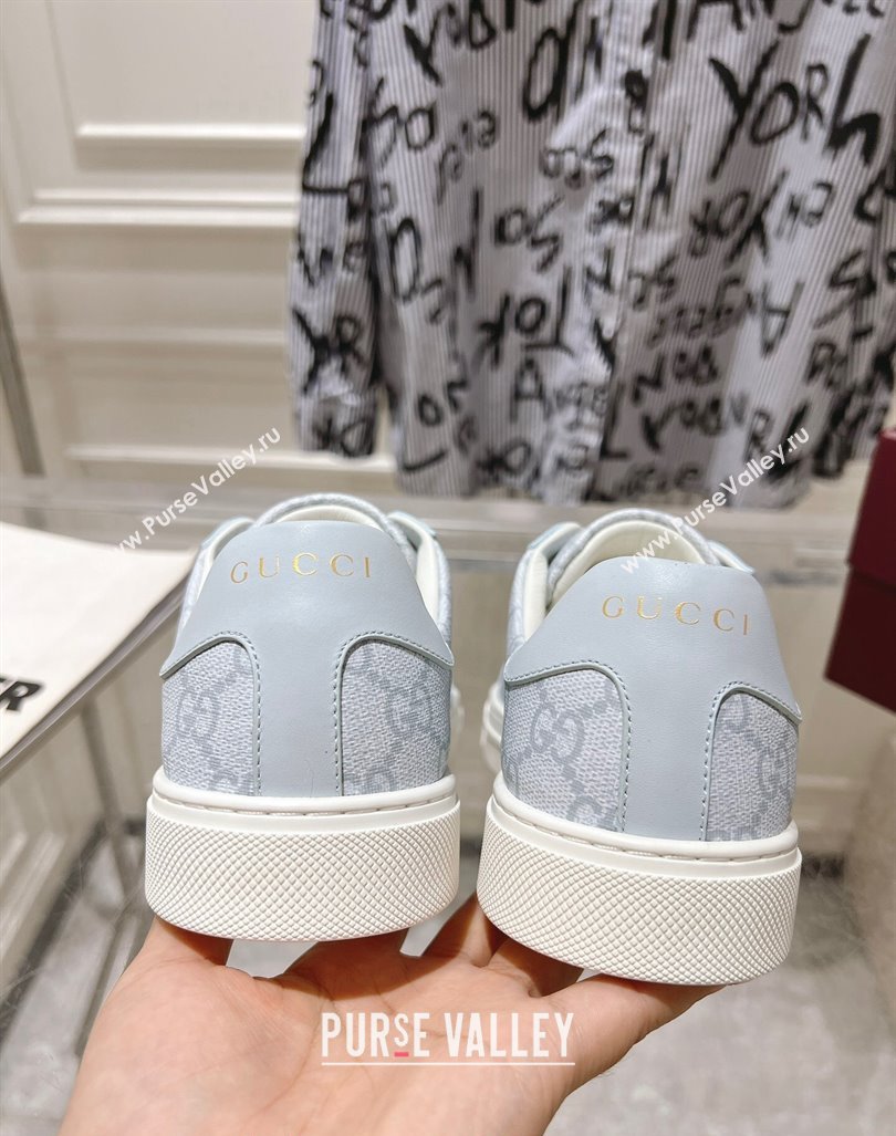 Gucci Ace Sneakers with Web in GG Canvas Dusty Blue 2024 0814 (SS-240814102)