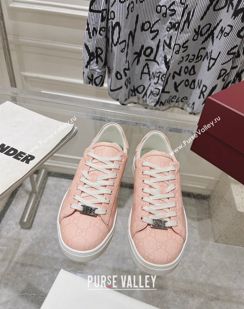 Gucci Ace Sneakers with Web in GG Canvas Dusty Pink 2024 0814 (SS-240814103)