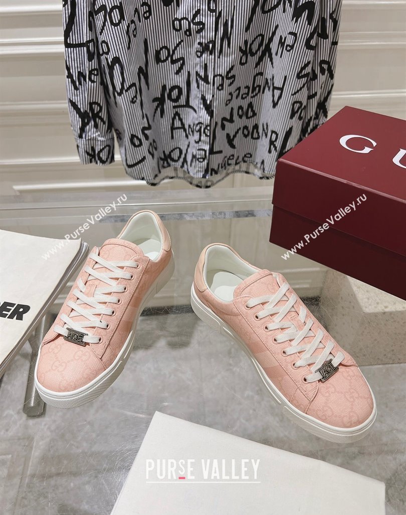 Gucci Ace Sneakers with Web in GG Canvas Dusty Pink 2024 0814 (SS-240814103)