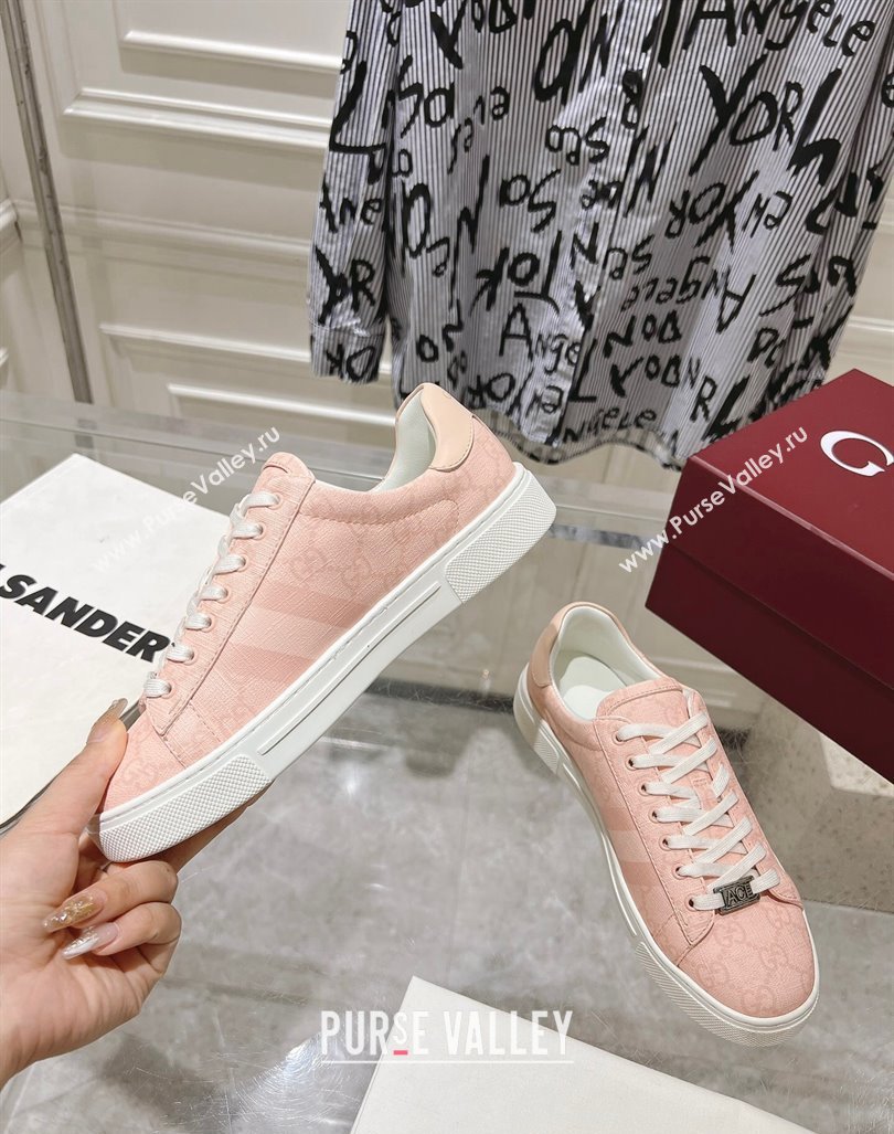 Gucci Ace Sneakers with Web in GG Canvas Dusty Pink 2024 0814 (SS-240814103)