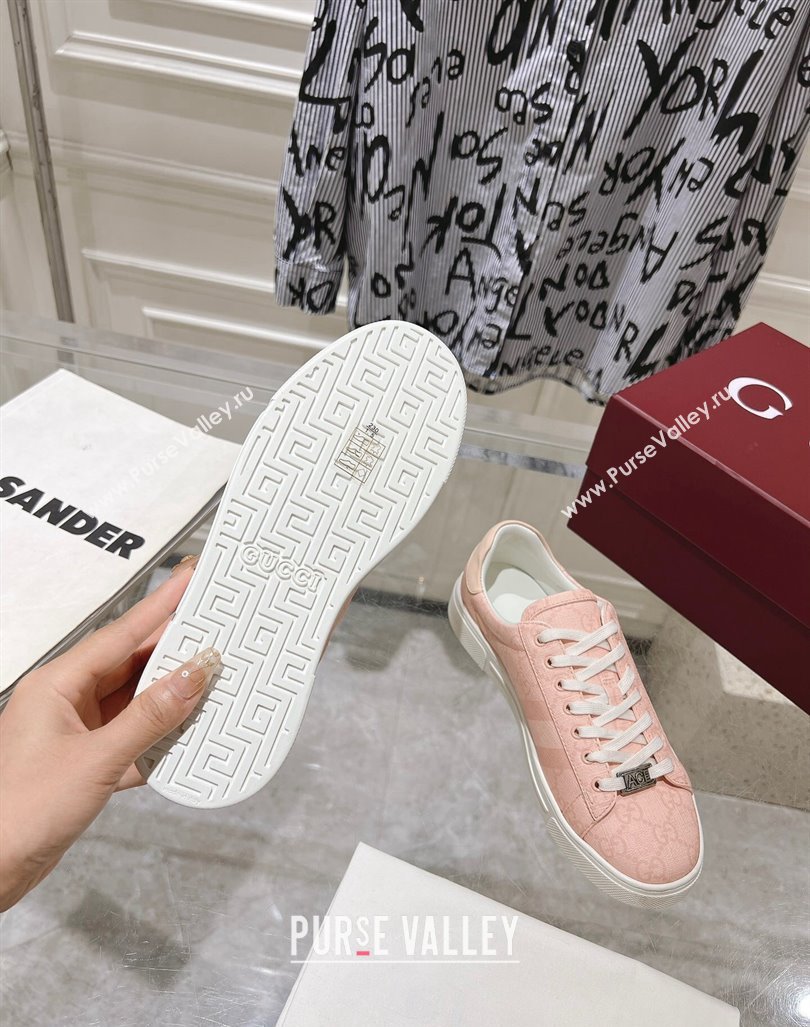 Gucci Ace Sneakers with Web in GG Canvas Dusty Pink 2024 0814 (SS-240814103)