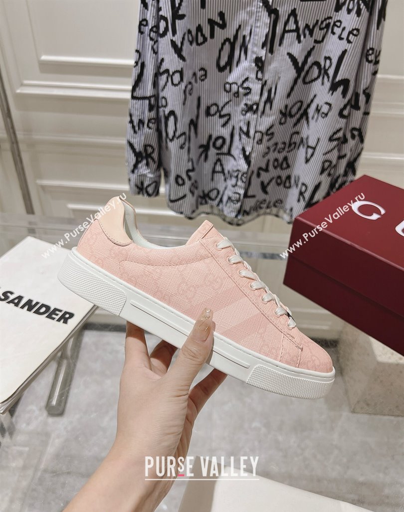 Gucci Ace Sneakers with Web in GG Canvas Dusty Pink 2024 0814 (SS-240814103)