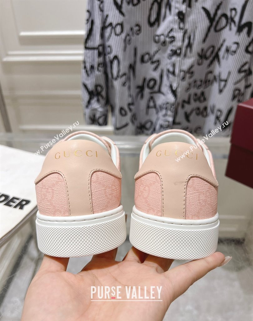 Gucci Ace Sneakers with Web in GG Canvas Dusty Pink 2024 0814 (SS-240814103)