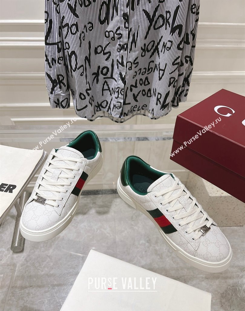 Gucci Ace Sneakers with Web in GG Canvas White2 2024 0814 (SS-240814105)