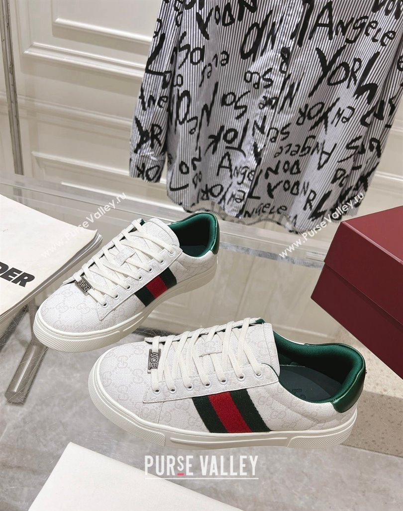 Gucci Ace Sneakers with Web in GG Canvas White2 2024 0814 (SS-240814105)