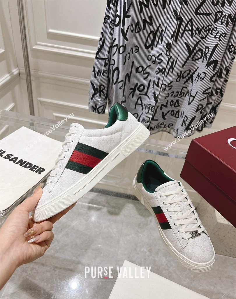 Gucci Ace Sneakers with Web in GG Canvas White2 2024 0814 (SS-240814105)