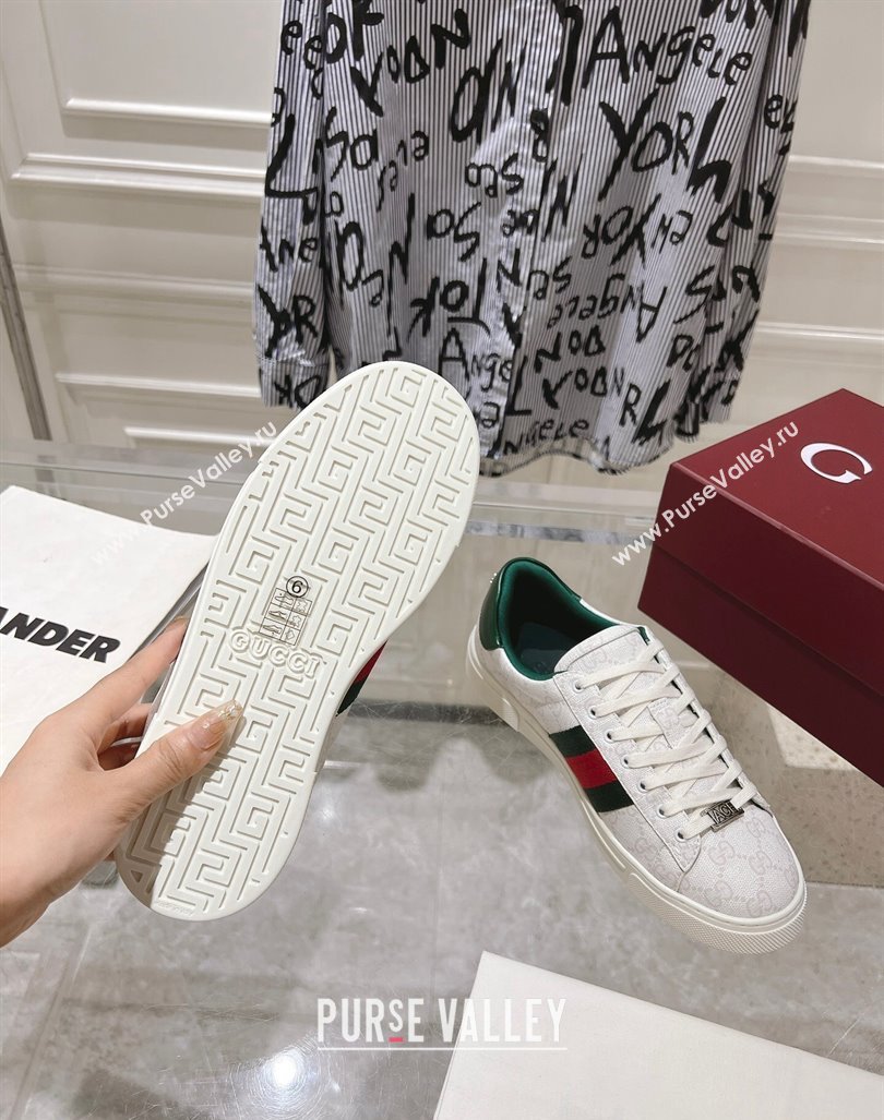 Gucci Ace Sneakers with Web in GG Canvas White2 2024 0814 (SS-240814105)