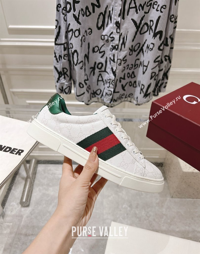 Gucci Ace Sneakers with Web in GG Canvas White2 2024 0814 (SS-240814105)