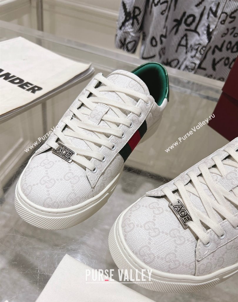 Gucci Ace Sneakers with Web in GG Canvas White2 2024 0814 (SS-240814105)