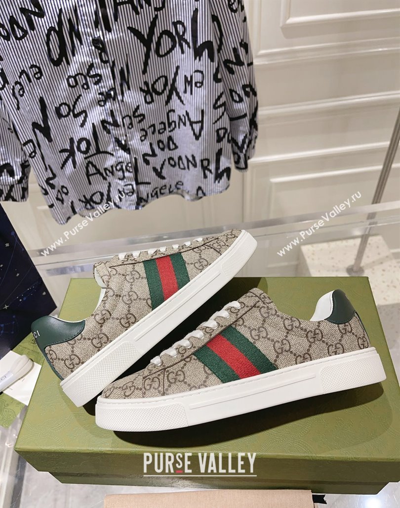 Gucci Ace Sneakers with Web in GG Canvas Beige/Brown 2024 0814 (SS-240814106)