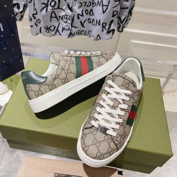 Gucci Ace Sneakers with Web in GG Canvas Beige/Brown 2024 0814 (SS-240814106)