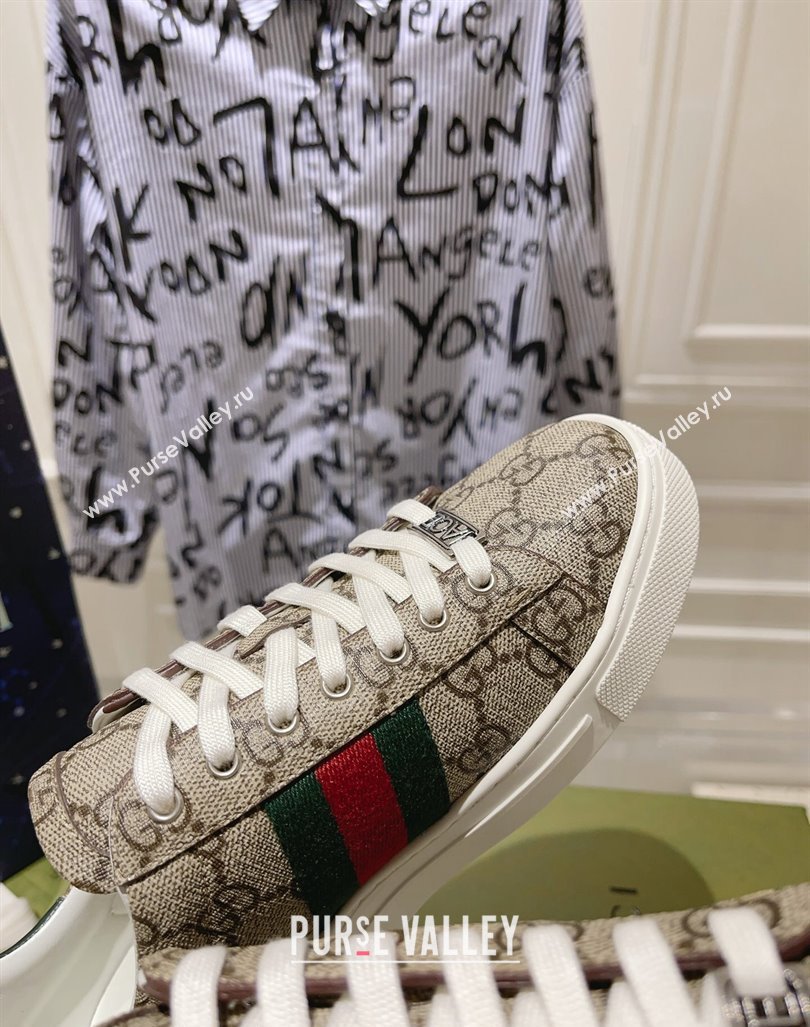 Gucci Ace Sneakers with Web in GG Canvas Beige/Brown 2024 0814 (SS-240814106)