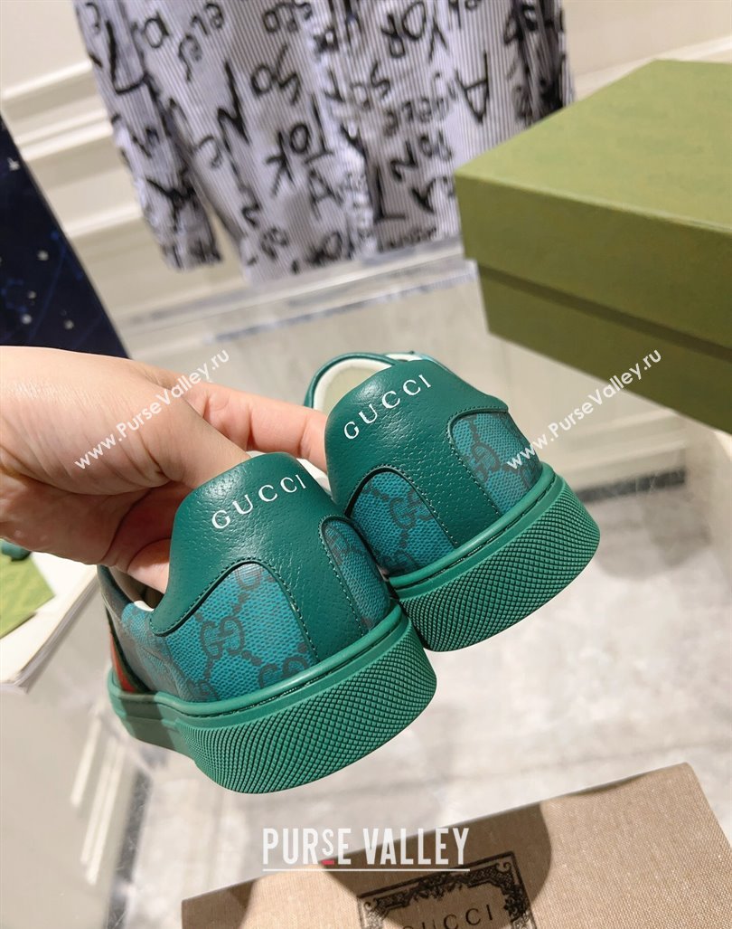 Gucci Ace Sneakers with Web in GG Canvas Green 2024 0814 (SS-240814113)