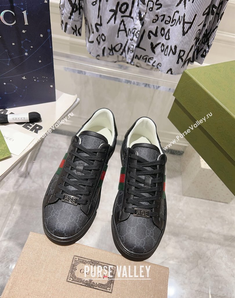 Gucci Ace Sneakers with Web in GG Canvas Black2 2024 0814 (SS-240814114)