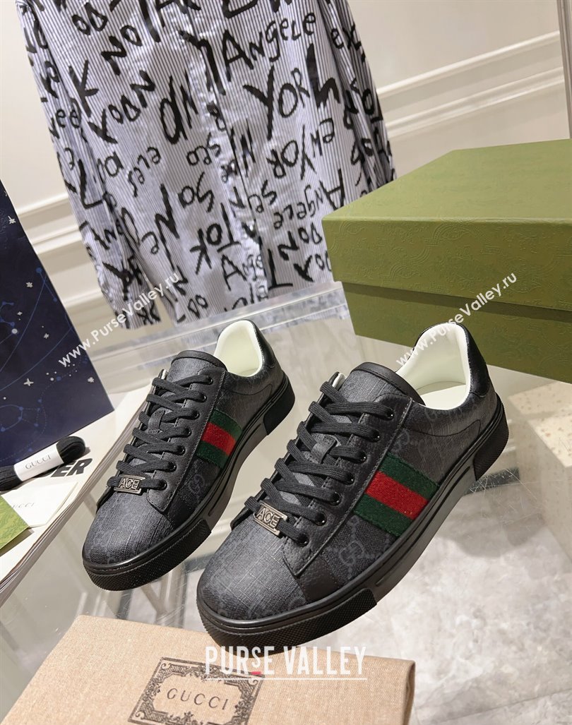 Gucci Ace Sneakers with Web in GG Canvas Black2 2024 0814 (SS-240814114)