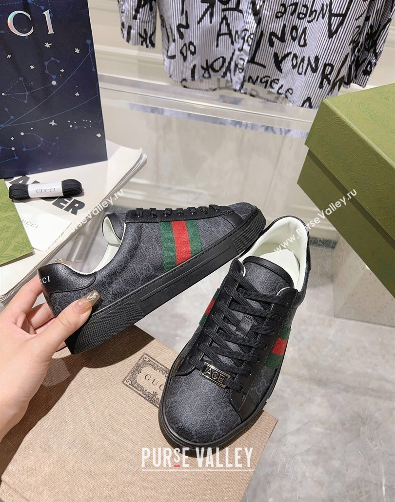 Gucci Ace Sneakers with Web in GG Canvas Black2 2024 0814 (SS-240814114)