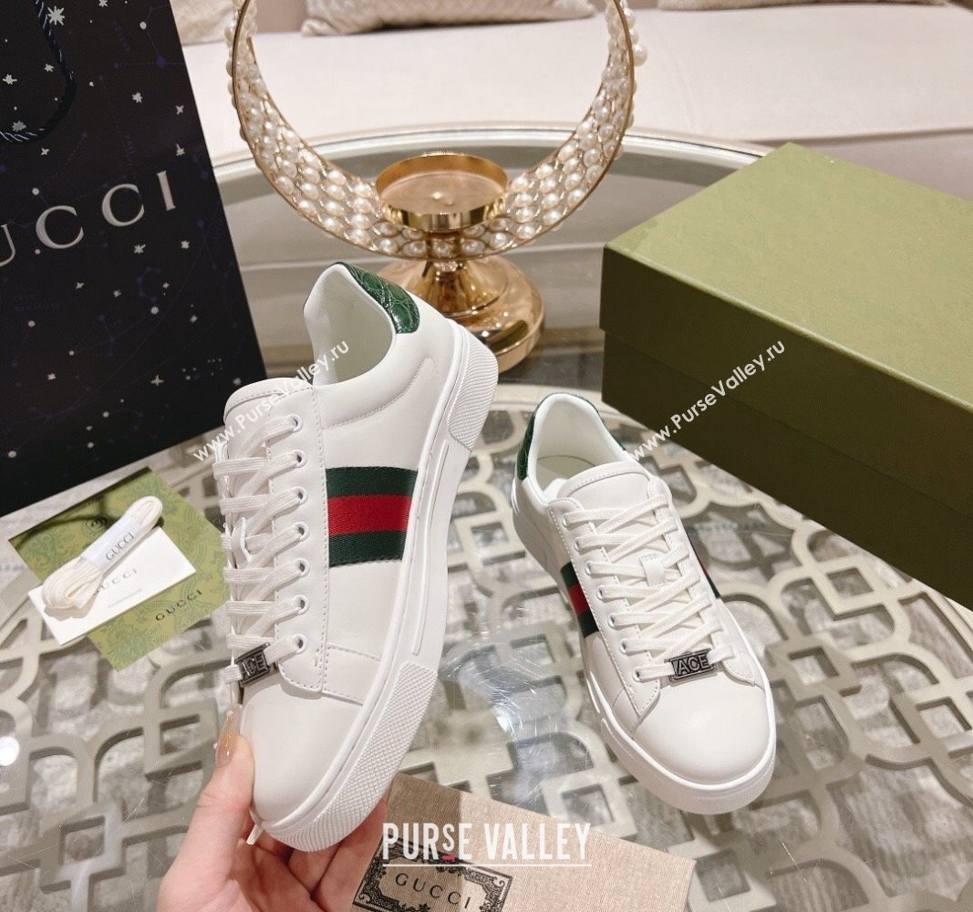 Gucci Ace Sneakers with Web in Calf Leather White 2 2024 0814 (SS-240814115)