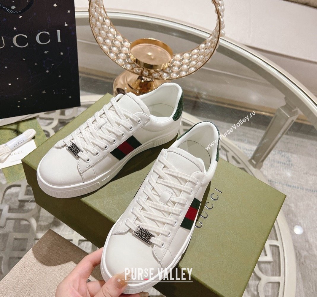 Gucci Ace Sneakers with Web in Calf Leather White 2 2024 0814 (SS-240814115)