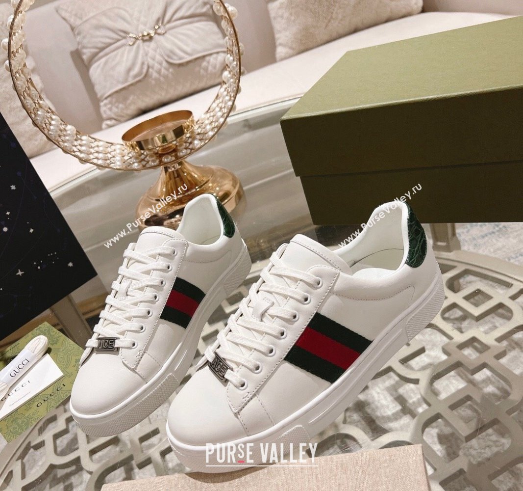 Gucci Ace Sneakers with Web in Calf Leather White 2 2024 0814 (SS-240814115)