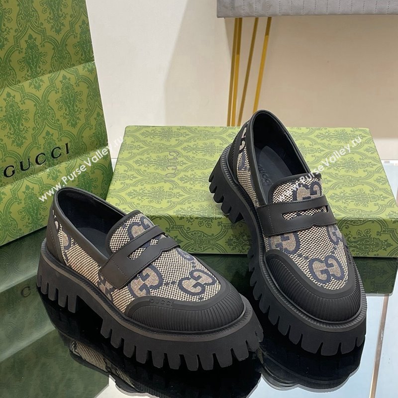 Gucci Loafers in Leather and Maxi GG Canvas Grey 2024 081402 (SS-240814084)