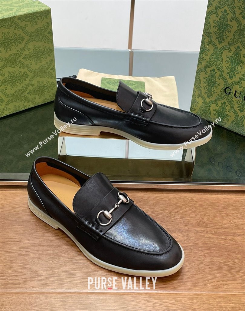 Gucci Mens Horsebit Leather Loafers Black 2024 0814 (SS-240814129)