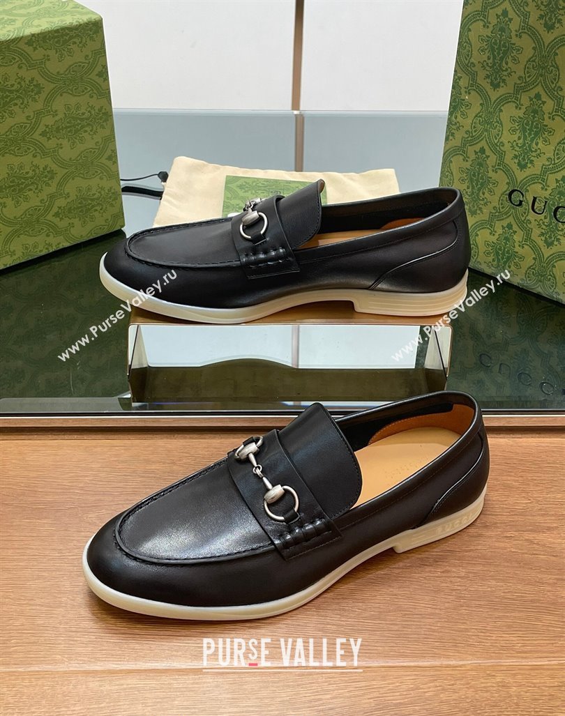 Gucci Mens Horsebit Leather Loafers Black 2024 0814 (SS-240814129)