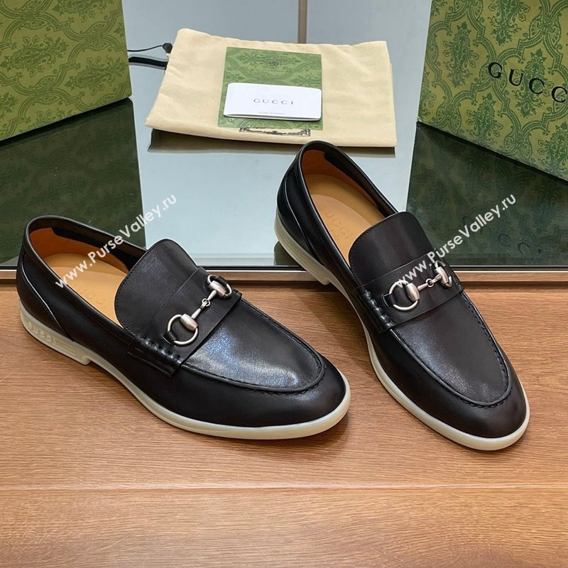 Gucci Mens Horsebit Leather Loafers Black 2024 0814 (SS-240814129)