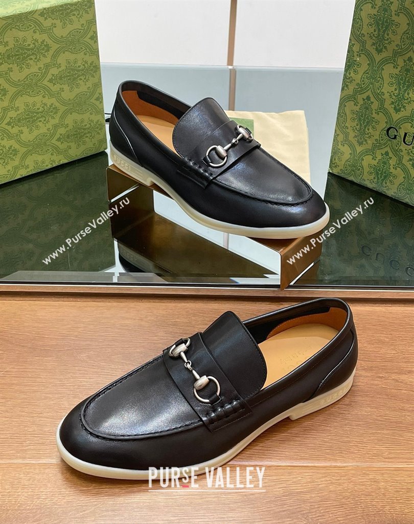 Gucci Mens Horsebit Leather Loafers Black 2024 0814 (SS-240814129)