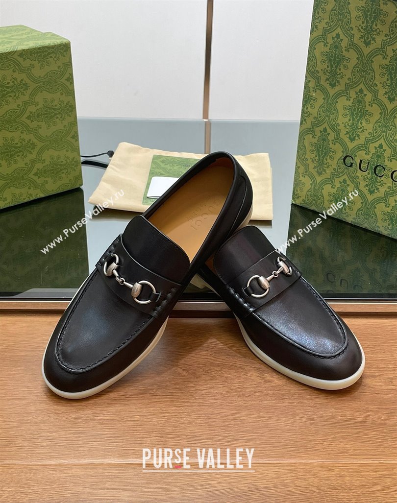 Gucci Mens Horsebit Leather Loafers Black 2024 0814 (SS-240814129)