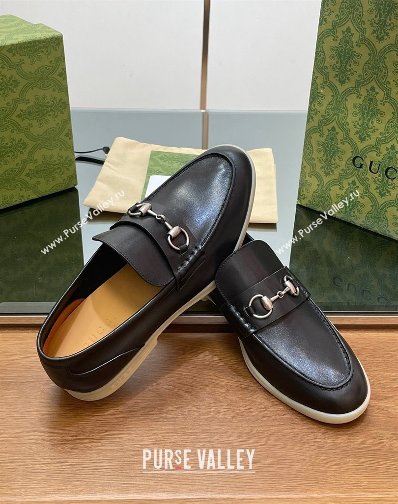 Gucci Mens Horsebit Leather Loafers Black 2024 0814 (SS-240814129)