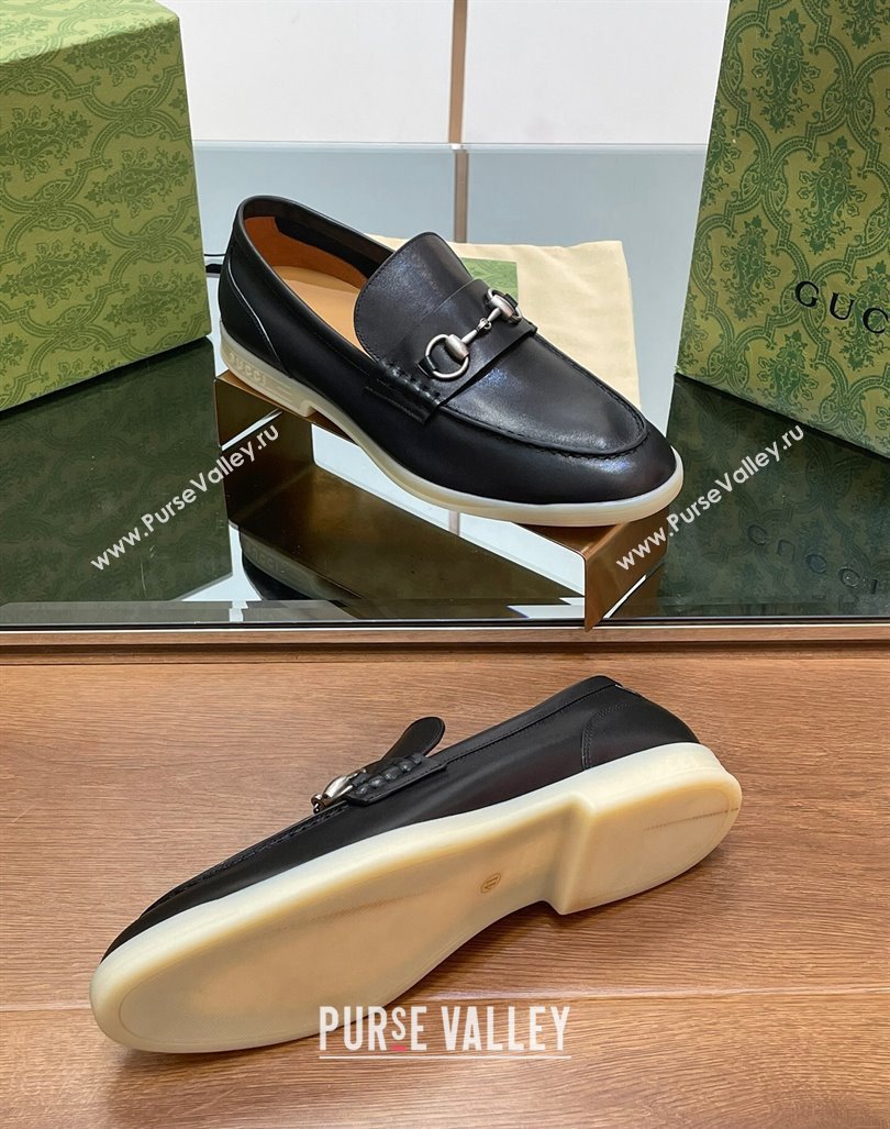 Gucci Mens Horsebit Leather Loafers Black 2024 0814 (SS-240814129)