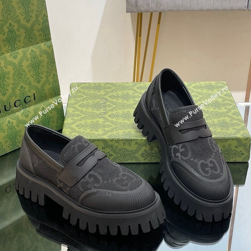 Gucci Loafers in Leather and Maxi GG Canvas Black 2024 081402 (SS-240814085)