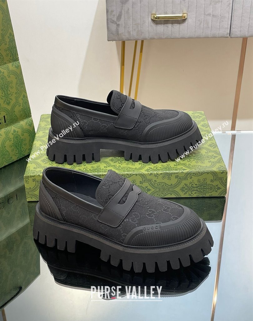 Gucci Loafers in Leather and GG Canvas Black 2 2024 081402 (SS-240814086)