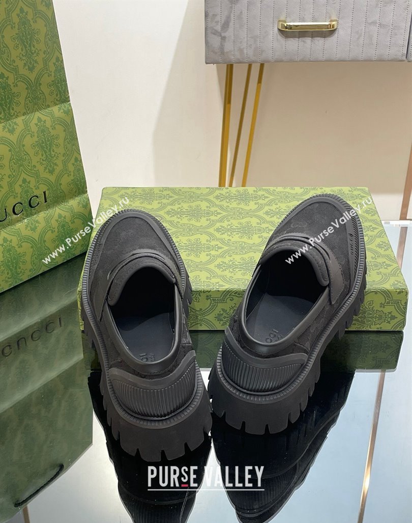 Gucci Loafers in Leather and GG Canvas Black 2 2024 081402 (SS-240814086)