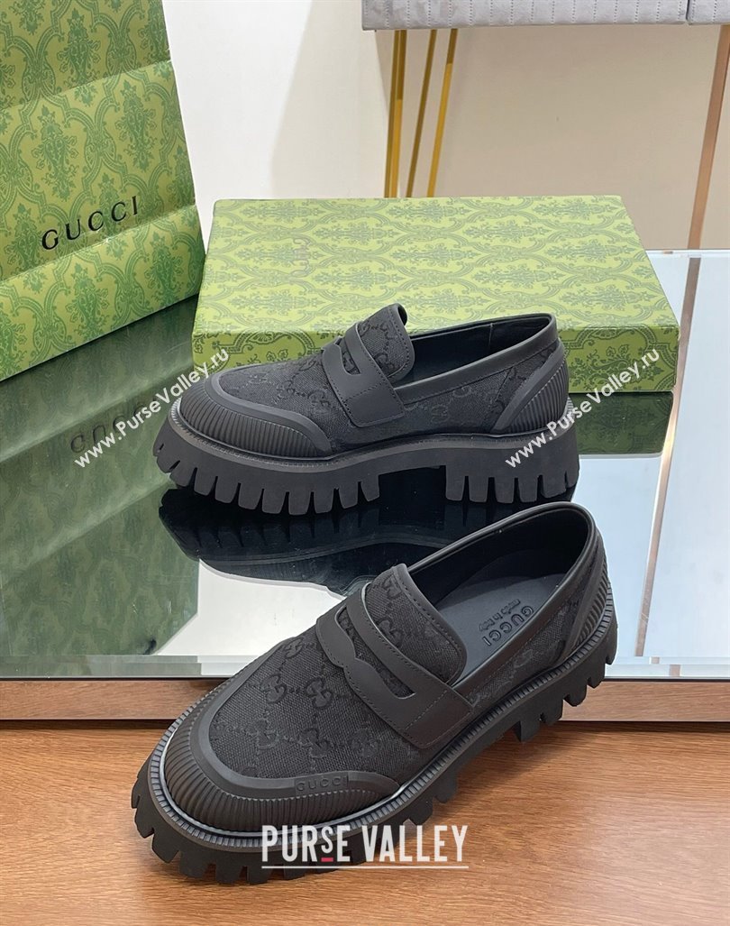 Gucci Loafers in Leather and GG Canvas Black 2 2024 081402 (SS-240814086)