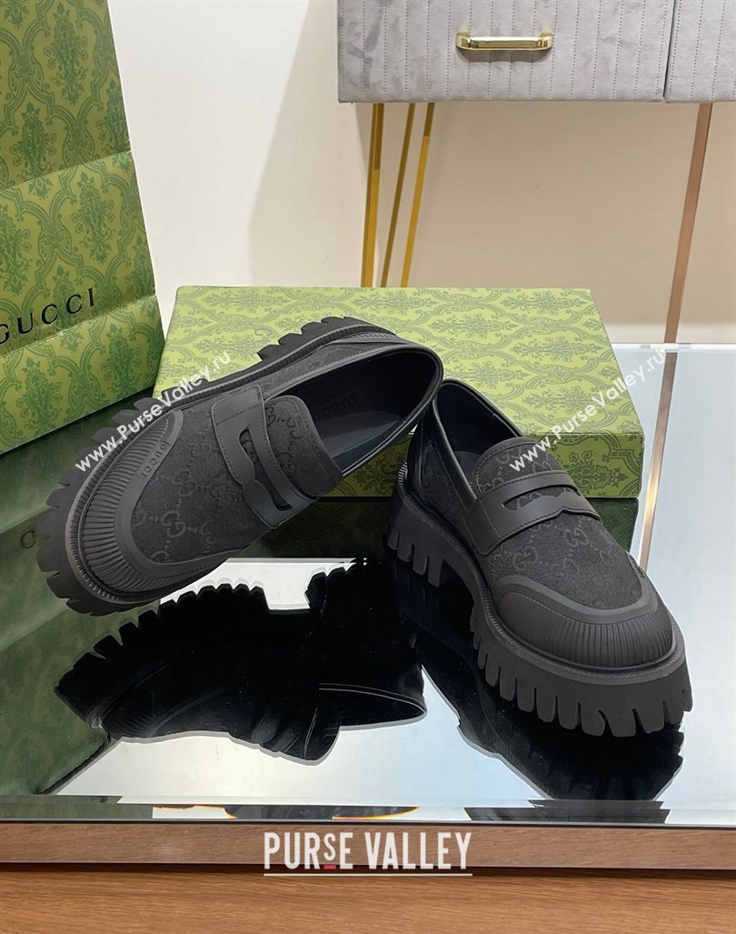 Gucci Loafers in Leather and GG Canvas Black 2 2024 081402 (SS-240814086)