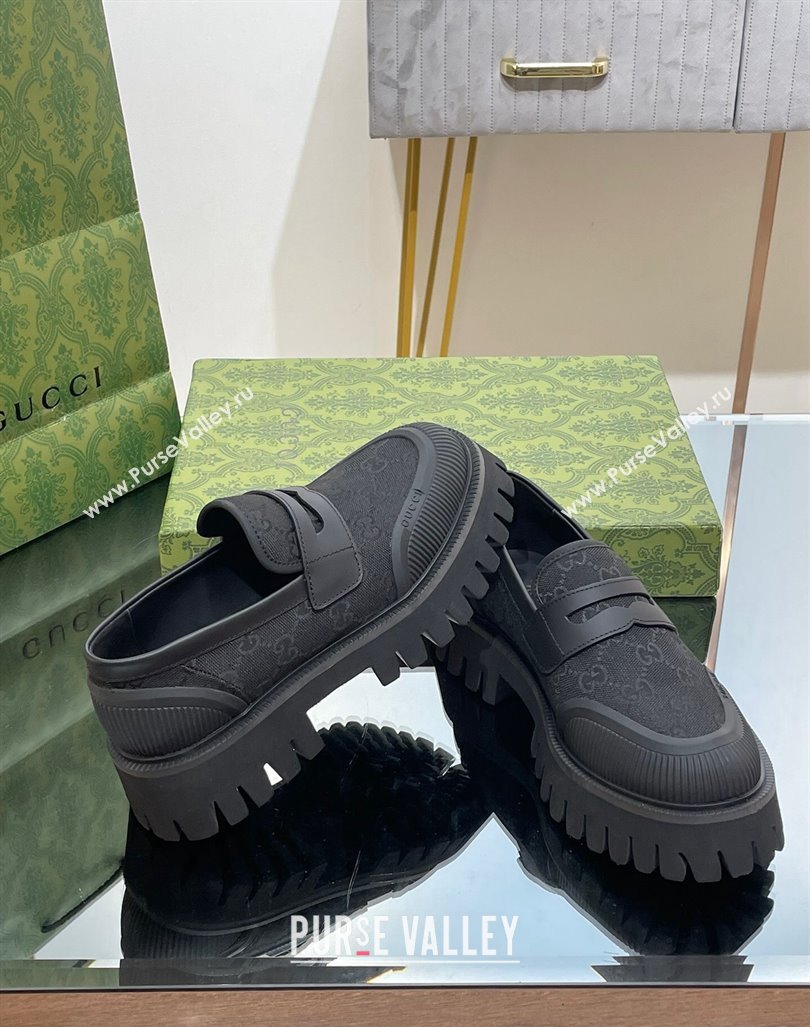 Gucci Loafers in Leather and GG Canvas Black 2 2024 081402 (SS-240814086)